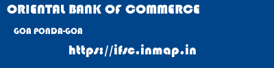 ORIENTAL BANK OF COMMERCE  GOA PONDA-GOA    ifsc code